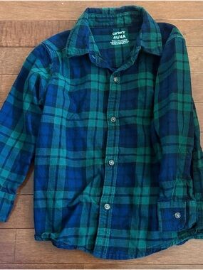 Carter's Blue & Green Plaid Button-Down Shirt